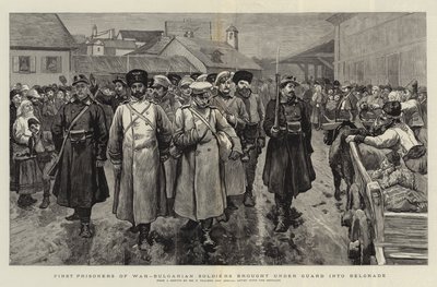 Eerste krijgsgevangenen, Bulgaarse soldaten onder bewaking naar Belgrado gebracht door Frederic Villiers